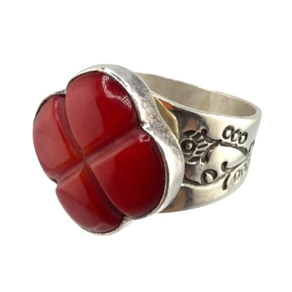 Jay King Jewelry - Jay King Mine Finds Carved Red Coral Flower Ring 6.5
